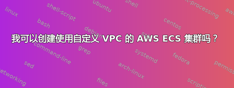 我可以创建使用自定义 VPC 的 AWS ECS 集群吗？