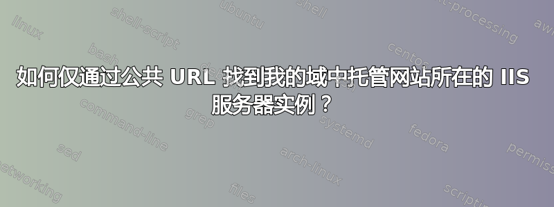 如何仅通过公共 URL 找到我的域中托管网站所在的 IIS 服务器实例？