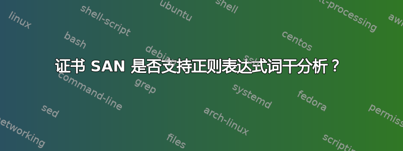 证书 SAN 是否支持正则表达式词干分析？