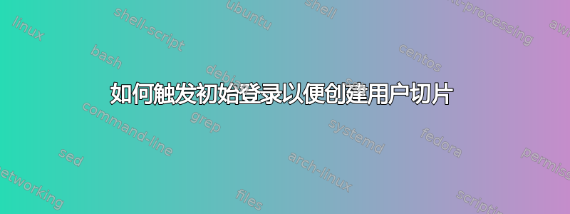 如何触发初始登录以便创建用户切片