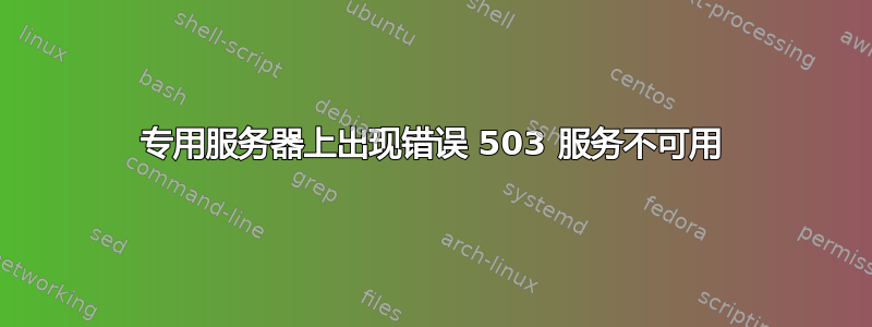 专用服务器上出现错误 503 服务不可用