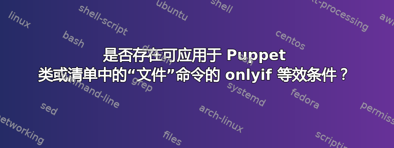 是否存在可应用于 Puppet 类或清单中的“文件”命令的 onlyif 等效条件？