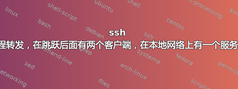 ssh 远程转发，在跳跃后面有两个客户端，在本地网络上有一个服务器