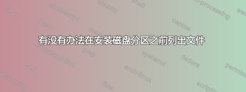 有没有办法在安装磁盘分区之前列出文件