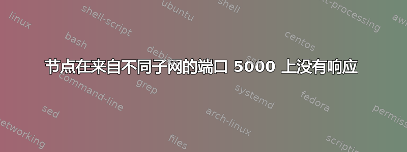 节点在来自不同子网的端口 5000 上没有响应