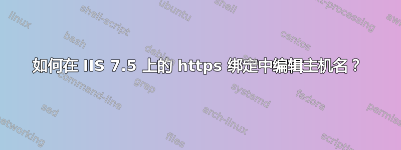 如何在 IIS 7.5 上的 https 绑定中编辑主机名？