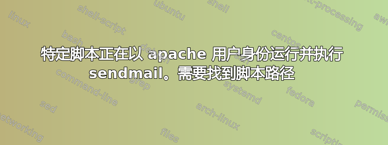 特定脚本正在以 apache 用户身份运行并执行 sendmail。需要找到脚本路径