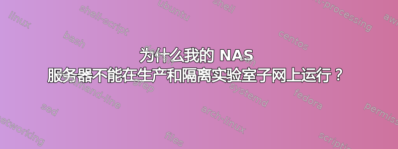 为什么我的 NAS 服务器不能在生产和隔离实验室子网上运行？