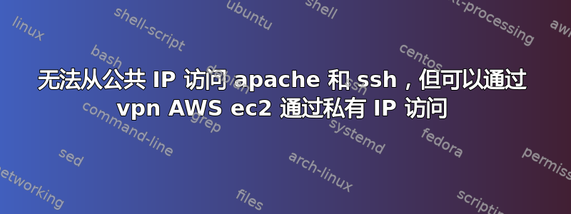 无法从公共 IP 访问 apache 和 ssh，但可以通过 vpn AWS ec2 通过私有 IP 访问