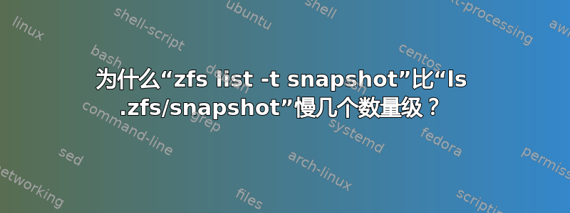 为什么“zfs list -t snapshot”比“ls .zfs/snapshot”慢几个数量级？