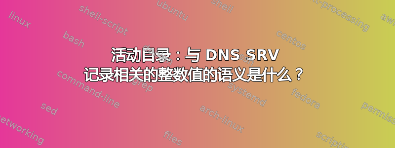 活动目录：与 DNS SRV 记录相关的整数值的语义是什么？