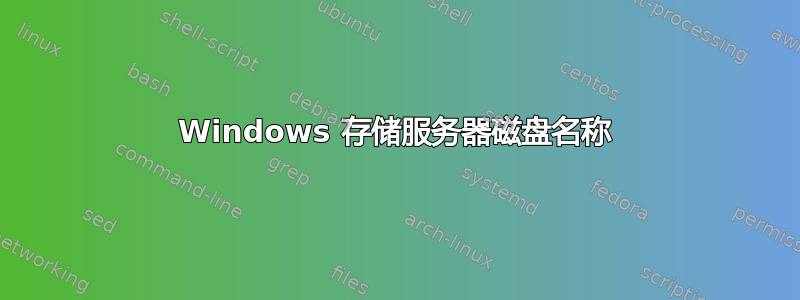 Windows 存储服务器磁盘名称