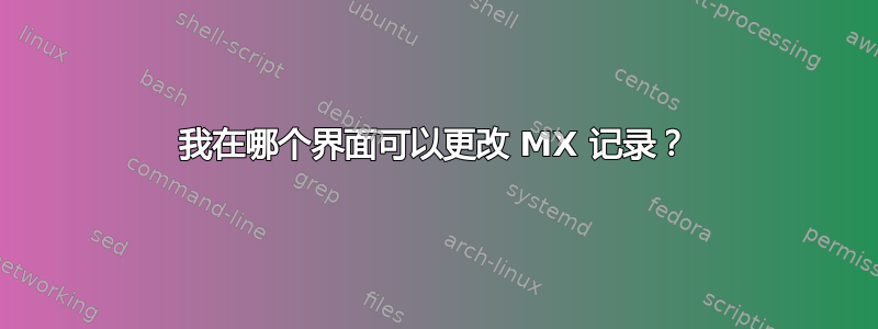 我在哪个界面可以更改 MX 记录？