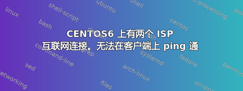 CENTOS6 上有两个 ISP 互联网连接。无法在客户端上 ping 通