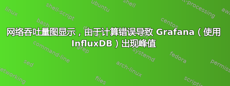 网络吞吐量图显示，由于计算错误导致 Grafana（使用 InfluxDB）出现峰值