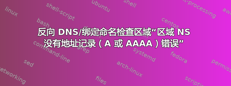 反向 DNS/绑定命名检查区域“区域 NS 没有地址记录（A 或 AAAA）错误”