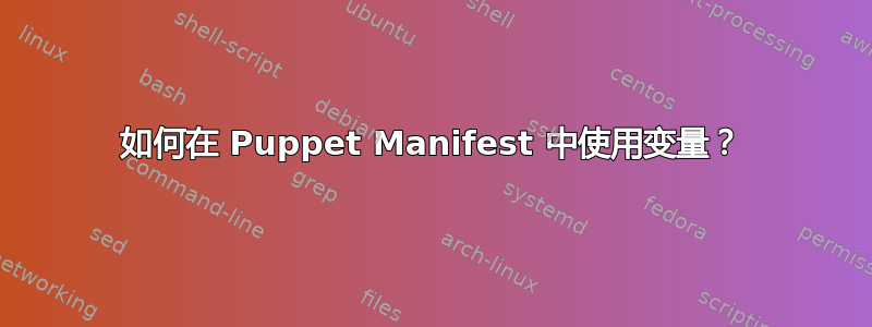 如何在 Puppet Manifest 中使用变量？