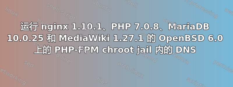 运行 nginx 1.10.1、PHP 7.0.8、MariaDB 10.0.25 和 MediaWiki 1.27.1 的 OpenBSD 6.0 上的 PHP-FPM chroot jail 内的 DNS