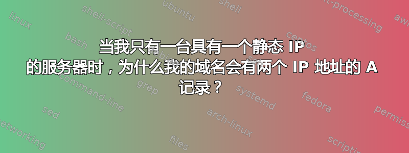 当我只有一台具有一个静态 IP 的服务器时，为什么我的域名会有两个 IP 地址的 A 记录？