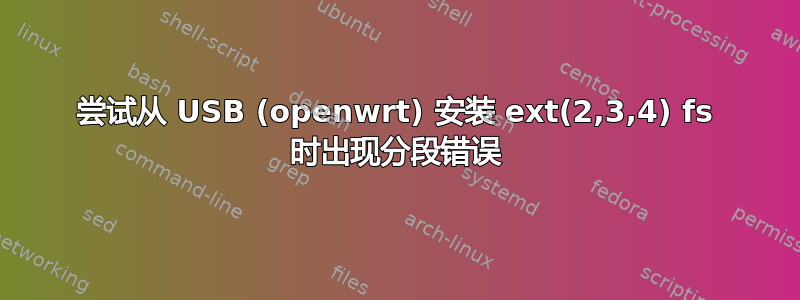 尝试从 USB (openwrt) 安装 ext(2,3,4) fs 时出现分段错误