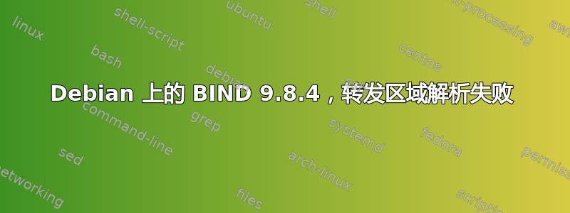 Debian 上的 BIND 9.8.4，转发区域解析失败