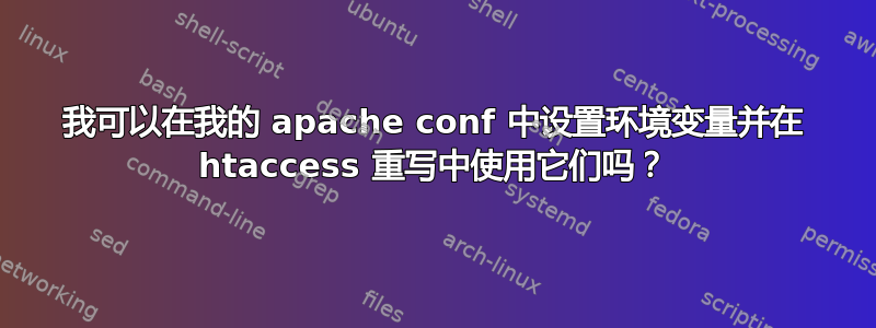 我可以在我的 apache conf 中设置环境变量并在 htaccess 重写中使用它们吗？