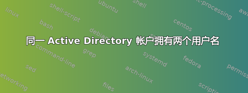 同一 Active Directory 帐户拥有两个用户名