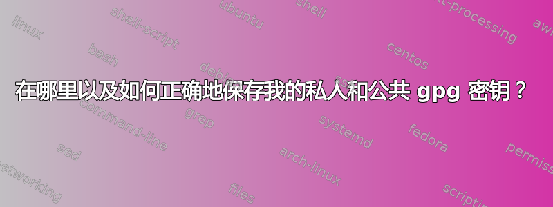 在哪里以及如何正确地保存我的私人和公共 gpg 密钥？