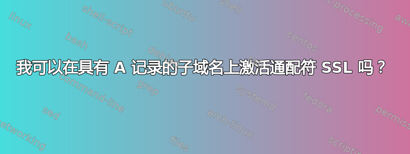 我可以在具有 A 记录的子域名上激活通配符 SSL 吗？