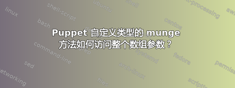 Puppet 自定义类型的 munge 方法如何访问整个数组参数？