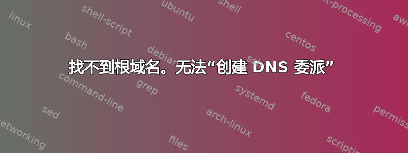 找不到根域名。无法“创建 DNS 委派”