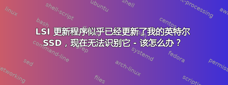 LSI 更新程序似乎已经更新了我的英特尔 SSD，现在无法识别它 - 该怎么办？