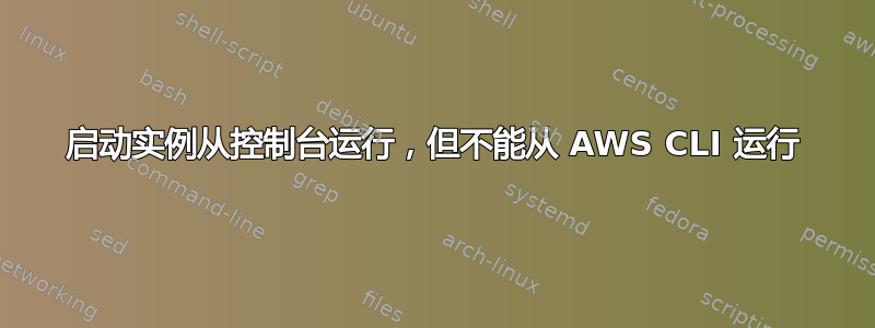 启动实例从控制台运行，但不能从 AWS CLI 运行