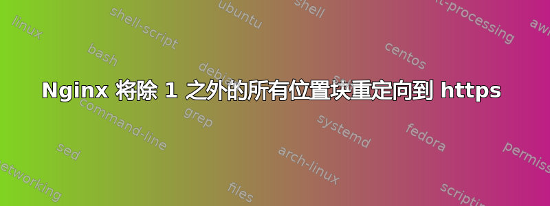 Nginx 将除 1 之外的所有位置块重定向到 https