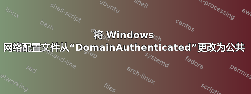 将 Windows 网络配置文件从“DomainAuthenticated”更改为公共