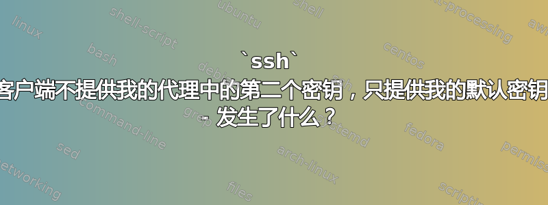 `ssh` 客户端不提供我的代理中的第二个密钥，只提供我的默认密钥 - 发生了什么？