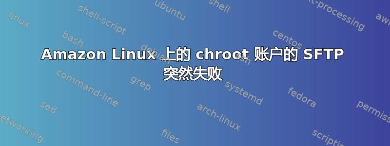 Amazon Linux 上的 chroot 账户的 SFTP 突然失败