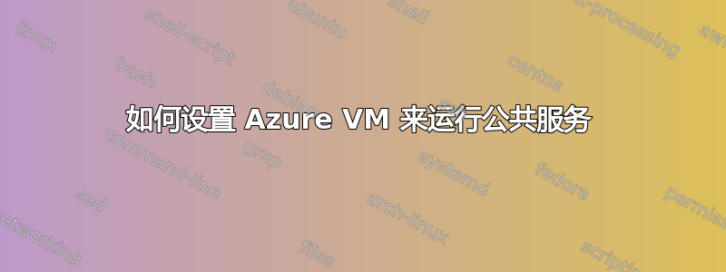 如何设置 Azure VM 来运行公共服务