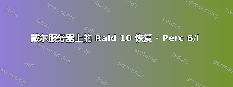 戴尔服务器上的 Raid 10 恢复 - Perc 6/i