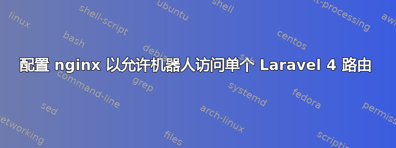 配置 nginx 以允许机器人访问单个 Laravel 4 路由