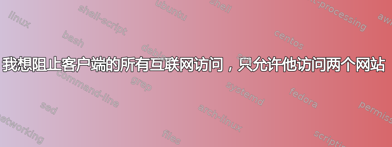 我想阻止客户端的所有互联网访问，只允许他访问两个网站