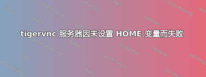 tigervnc 服务器因未设置 HOME 变量而失败