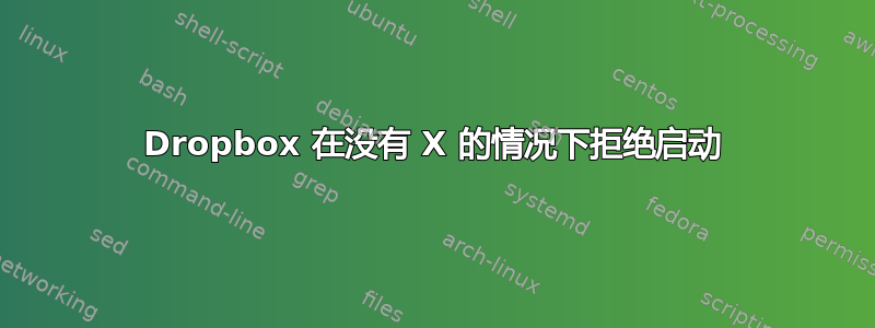 Dropbox 在没有 X 的情况下拒绝启动