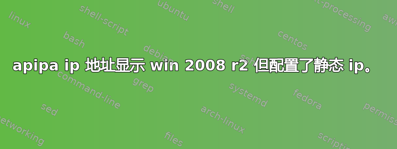 apipa ip 地址显示 win 2008 r2 但配置了静态 ip。