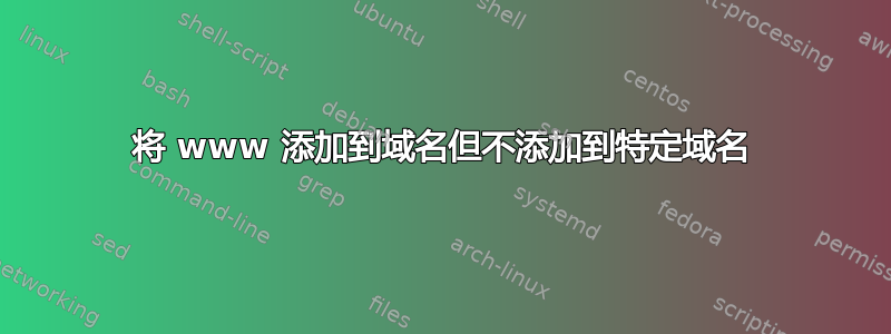 将 www 添加到域名但不添加到特定域名