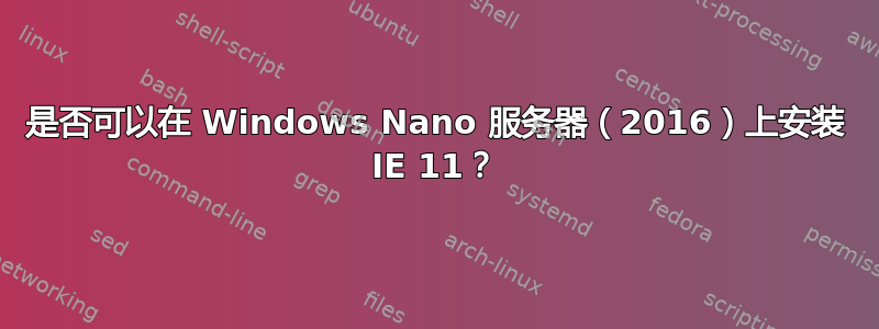 是否可以在 Windows Nano 服务器（2016）上安装 IE 11？