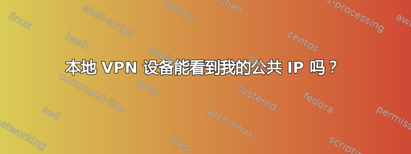 本地 VPN 设备能看到我的公共 IP 吗？