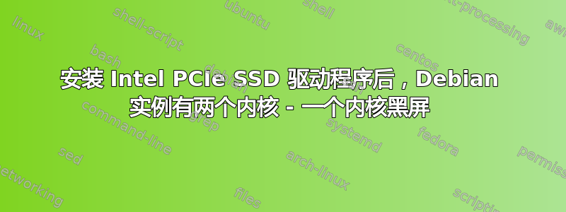 安装 Intel PCIe SSD 驱动程序后，Debian 实例有两个内核 - 一个内核黑屏