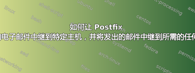 如何让 Postfix 将收到的电子邮件中继到特定主机，并将发出的邮件中继到所需的任何主机？