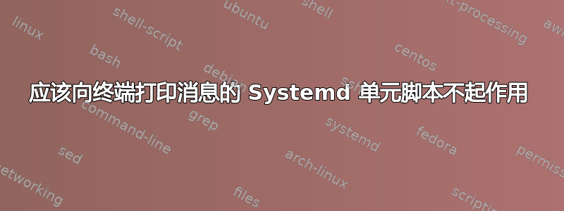 应该向终端打印消息的 Systemd 单元脚本不起作用